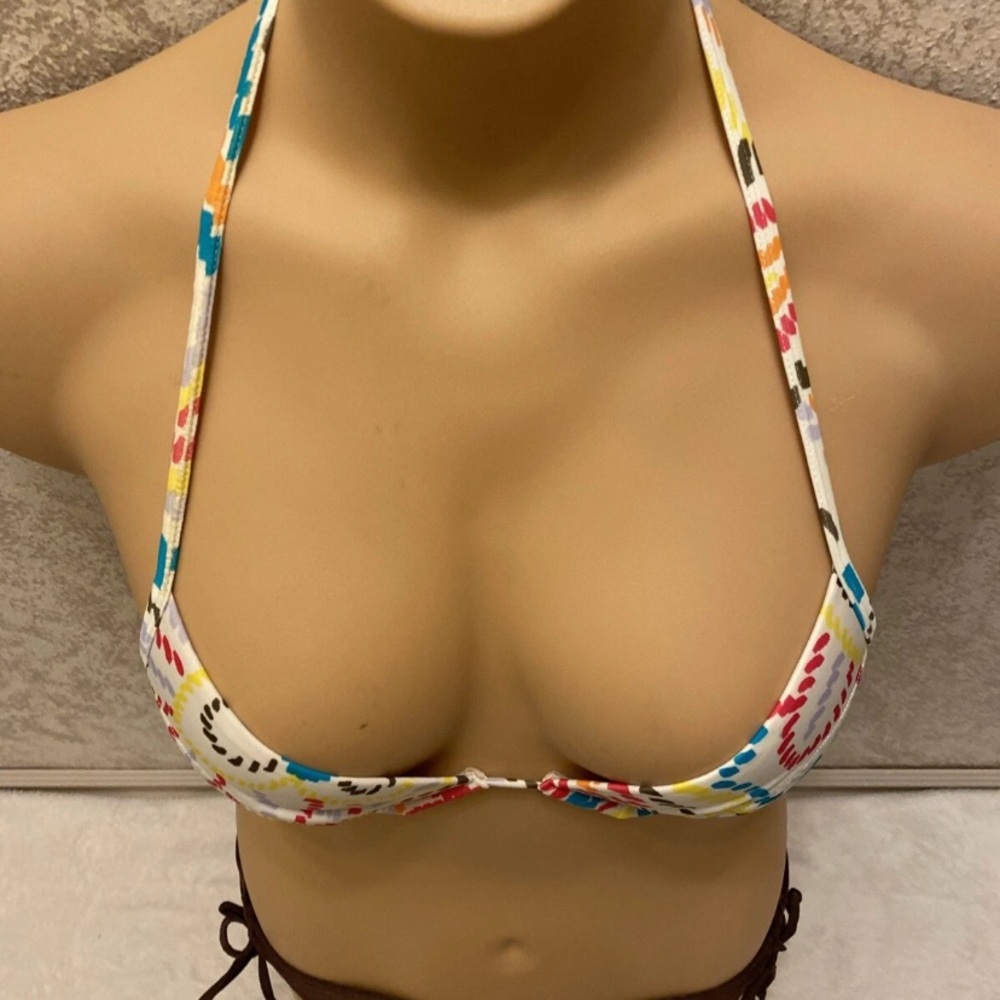 Multicolor Pattern Bikini with Brown Bottom - Picture 5 of 16